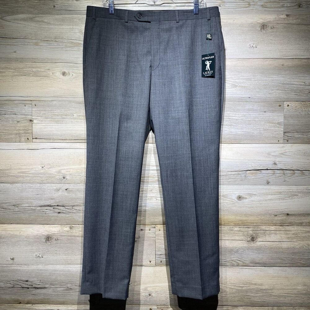 Lauren Ralph Lauren Dress Pants Edgewood UltraFlex Wool Blend Grey 36x30 Classic